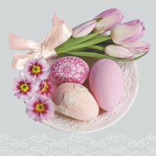 Húsvét Pink Tulips and Primroses szalvéta 20 db-os 33x33 cm papírárú, csomagoló és tárolóeszköz