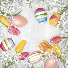 Húsvét Striped Eggs szalvéta 20 db-os 33x33 cm party kellék