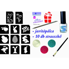  HÚSVÉTI mini csillámtetoválás készlet (15 db-os - 10 sablon / 3 csillámpor) csillámtetoválás