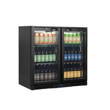  Hűtős vitrin, TEFCOLD, BA26H, 182 literes, fekete hűtőgép, hűtőszekrény