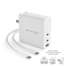 Hyper Juice USB-A / 2x USB-C Hálózati Töltő - Fehér (140W) (HJG140WW) mobiltelefon kellék