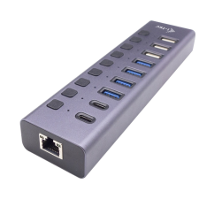 I-TEC CACHARGEHUB9LAN hálózati csatlakozó USB 2.0 Type-C 5000 Mbit/s Szürke (CACHARGEHUB9LAN) hub és switch
