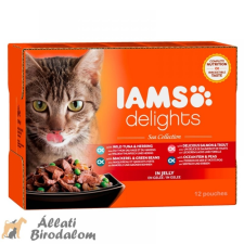 IAMS Cat Delights SEA IN JELLY multipack, többféle halas íz, zamatos aszpikban 12x85g macskaeledel