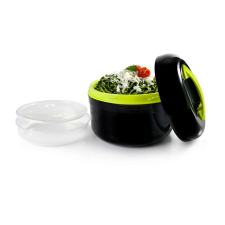 Ibili -Lunch away uzsonnás doboz, műanyag, 20x14 cm, fekete/zöld papírárú, csomagoló és tárolóeszköz