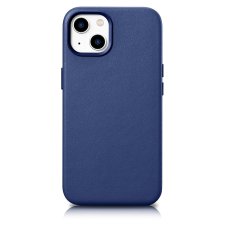 Icarer Case Leather valódi bőr tok iPhone 14 Plus készülékhez kék (MagSafe kompatibilis) tok és táska
