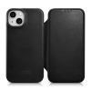 Icarer CE olajviasz prémium bőr fóliatok bőr tok iPhone 14 Plus Flip mágneses MagSafe fekete (AKI14220707-BK)