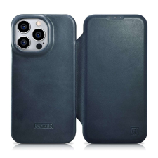Icarer CE olajviasz prémium bőr fóliatok bőr tok iPhone 14 Pro Flip mágneses MagSafe kék (AKI1422... tok és táska