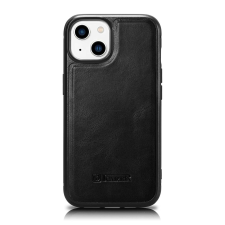 Icarer Leather Oil Wax tok valódi bőrborítással iPhone 14 készülékhez (MagSafe kompatibilis) feke... tok és táska