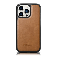 Icarer Leather Oil Wax tok valódi bőrrel iPhone 14 Pro (MagSafe kompatibilis) barna (WMI14220718-TN) tok és táska