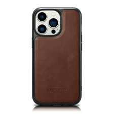 Icarer Leather Oil Wax tok valódi bőrrel iPhone 14 Pro Max készülékhez (MagSafe kompatibilis) bar... tok és táska