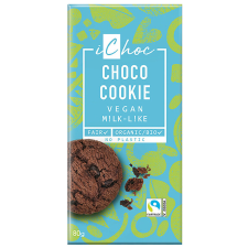 Ichoc bio mandula olajjal készült csokoládé keksz darabokkal vegán 80 g csokoládé és édesség