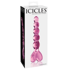 Icicles Icicles No. 43 - gyöngyös, szíves üveg dildó (pink) műpénisz, dildó