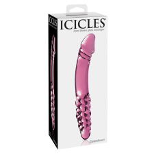 Icicles Icicles No. 57 - péniszes kétvégű üveg dildó (pink) műpénisz, dildó