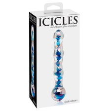 Icicles Icicles No. 8 - hullámos, kétvégű, üveg dildó (áttetsző-kék) műpénisz, dildó