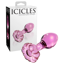 Icicles No. 48 - virágos üveg anál kúp (pink) anál