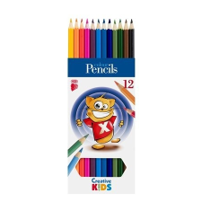 ICO Színes ceruza készlet, hatszögletű, ICO &quot;Creative Kids&quot;, 12 különböző szín színes ceruza