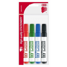 ICO Tábla- és flipchart marker készlet, 1-3 mm, kúpos, ICO "Plan 11 XXL", 4 különböző szín filctoll, marker