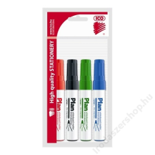 ICO Tábla- és flipchart marker készlet, 1-3 mm, kúpos, ICO Plan, 4 különböző szín (TICPLV4) filctoll, marker