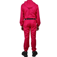 IdeallStore ® gyerekruha, Squid Game, Szögletes modell, 10-12 éves, piros, övvel együtt jelmez