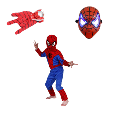 IdeallStore Set Pókember gyerek jelmez, L méret, piros, 120-130 cm, kesztyű és maszk jelmez