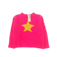 Idexe csillagmintás neon pink pulóver - 116