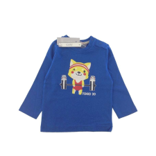 Idexe rókamintás kék baba hosszú ujjú felső - 80 gyerek póló