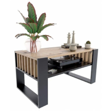  IGA dohányzóasztal, kézműves tölgy/fekete, 100x50, dohányzóasztal nappaliba, irodába, MK bútor