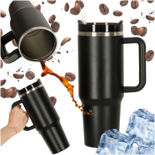 Ikonka Stanley Adventure Quencher rozsdamentes Termosz bögre szívószállal és fogantyúval 1200ml fekete bögrék, csészék