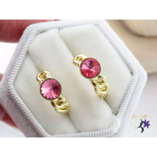  Ilang antiallergén pink kristályköves karika fülbevaló-14K fülbevaló