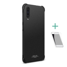 IMAK Samsung A50s IMAK szilikon telefonvédő ütésállóság, matt + képernyővédő fólia, FEKETE tok és táska