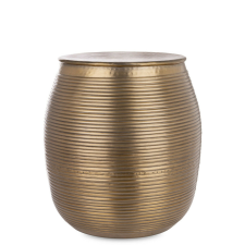  Indiai hatású hengeres kerek aranyszín alumínium dohányzóasztalka 43x30x30cm bútor