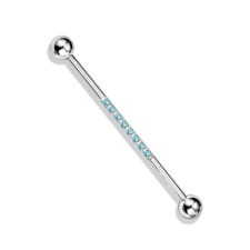  Industrial piercing, kősorral (ezüst szín, türkiz kővel) testékszer