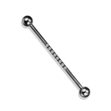 Industrial piercing, kősorral (fekete szín, crystal kővel) testékszer