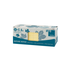 Info Notes Jegyzettömb öntapadó, 75x75mm, 12x100lap, újrahasznosított 5654-11 Info Notes, sárga post-it