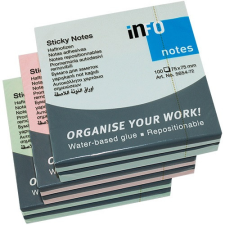 Info Notes Öntapadós jegyzettömb Info Notes 75x75 mm 100 lapos vegyes pasztellszínek post-it