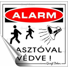 . Információs matrica, 8,7x8,3 cm,  Riasztóval védve információs címke