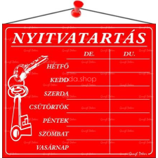 . Információs tábla, 20x17,5 cm, &quot;Nyitvatartás&quot;, piros információs tábla, állvány