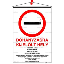 . Információs tábla, 21x31 cm, többnyelvű,  Dohányzásra kijelölt hely információs címke