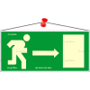 . Információs tábla, 25x11,5 cm, fluoreszkáló, utánvilágítós,  Menekülési irány jobbra