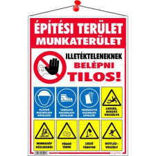 . Információs tábla, 35x25 cm,  Építési terület! információs címke