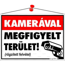 . Információs tábla, 35x25 cm, "Kamerával megfigyelt terület" információs tábla, állvány