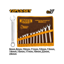 INGCO Csillag-villáskulcs készlet 12 részes 6-24 mm CrV villáskulcs