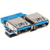 Inline 33444I 2x USB A USB 3.0 (19pin) Fekete, Kék (33444I)