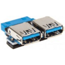 Inline 33444I 2x USB A USB 3.0 (19pin) Fekete, Kék (33444I) kábel és adapter