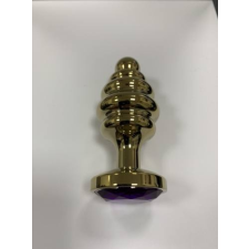 Innok RY-027 Arany színű Fenékdugó,Anal Plug Sötét Lila kristállyal anál