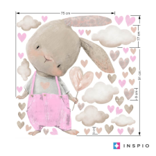 INSPIO Falmatrica kislányoknak - Rózsaszín nyuszi szivecskékkel (9497f) tapéta, díszléc és más dekoráció