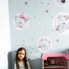 INSPIO Rózsaszín falmatrica maci névvel (9033f) tapéta, díszléc és más dekoráció