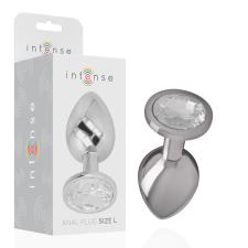 INTENSE ANAL TOYS INTENSE - FÉM ALUMÍNIUM ANÁLIS DUGÓ EZÜST ÜVEGGEL L-ES MÉRET anál