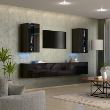 Intenso Concept-21 nappali faliszekrény sor - 240 cm (magasfényű fekete) bútor