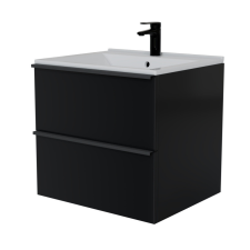 Intenso fiókos fürdőszoba mosdószekrény - 50 cm (magasfényű fekete) fürdőszoba bútor